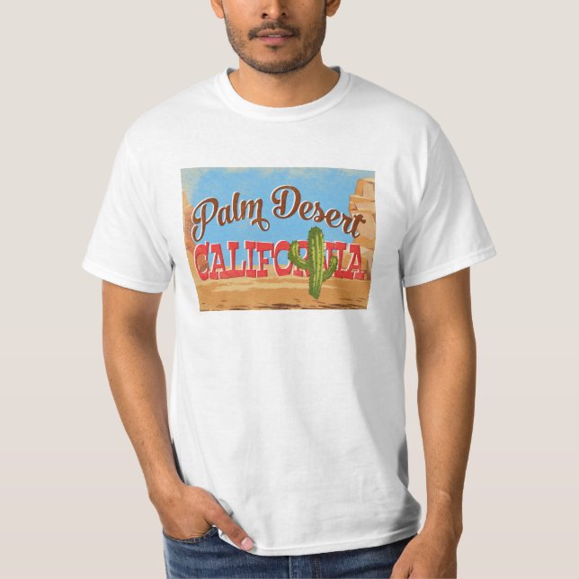 Handflatan Desert California Tecknad Desert Retro  T Shirt (Framsida)