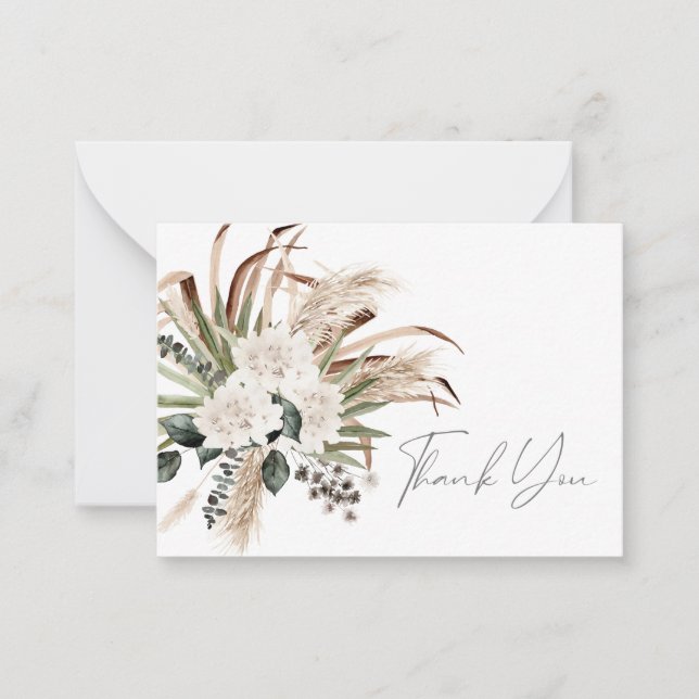 Handflatan Eucalyptus Beige Blommigt Tackkort Card Anteckningskort (Framsida)