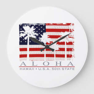 Handflatan Flagga Hawaii Aloha Patriotic Wall Cloc Stor Klocka