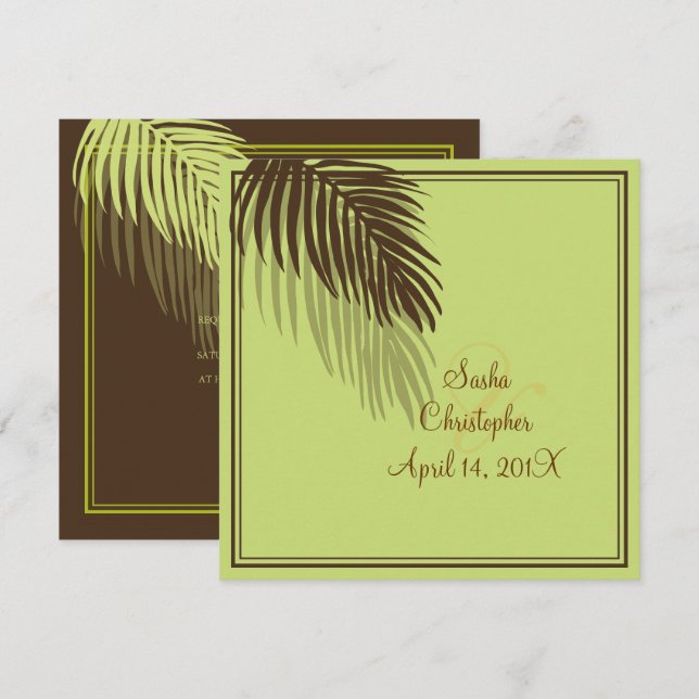 HANDFLATAN FRONDS SILHOUETTE/DIY-bakgrund Inbjudningar (Fram/baksida)