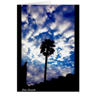 Handflatan i molnen hälsningskort