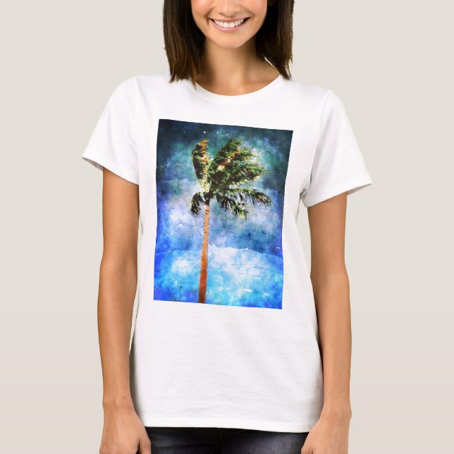 Handflatan i Träd i en tropisk storm Tee Shirt (Framsida)