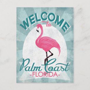 Handflatan Kusten Florida Rosa Flamingo Retro Vykort