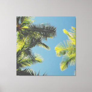 Handflatan Lämnar Foto Tropical Summer Himlar Ret Canvastryck