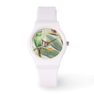 Handflatan Lämnar med Grönt Bird Armbandsur