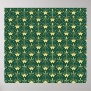 Handflatan löv: art deco mönster. poster