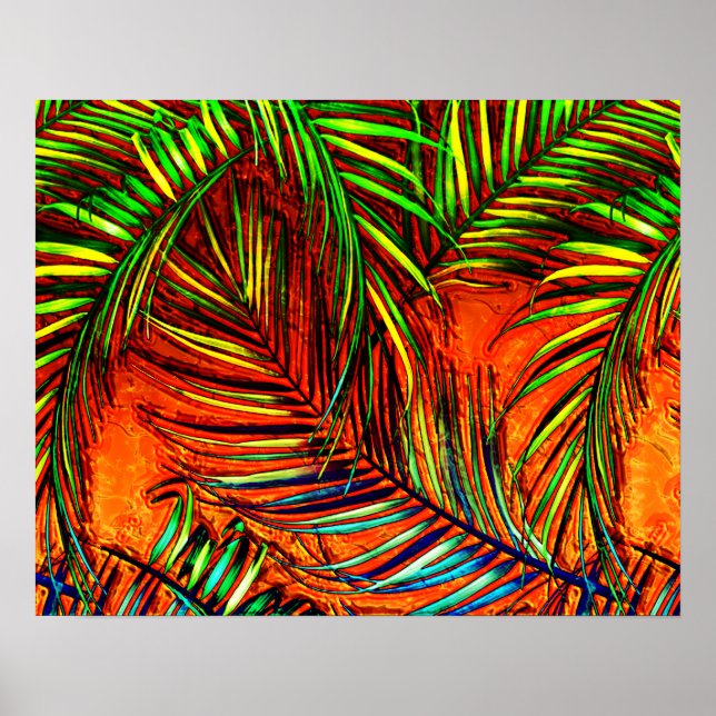 Handflatan Löv Art Jungle Fire Edit Poster (Framsidan)