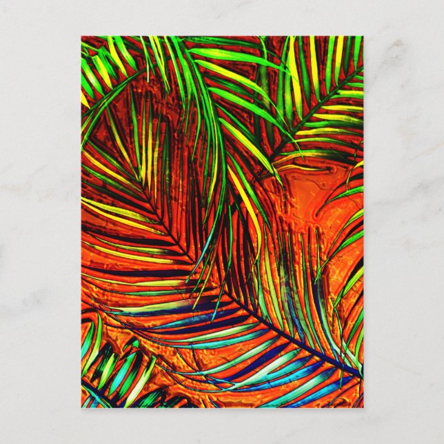 Handflatan Löv Art Jungle Fire Edit Vykort (Framsida)