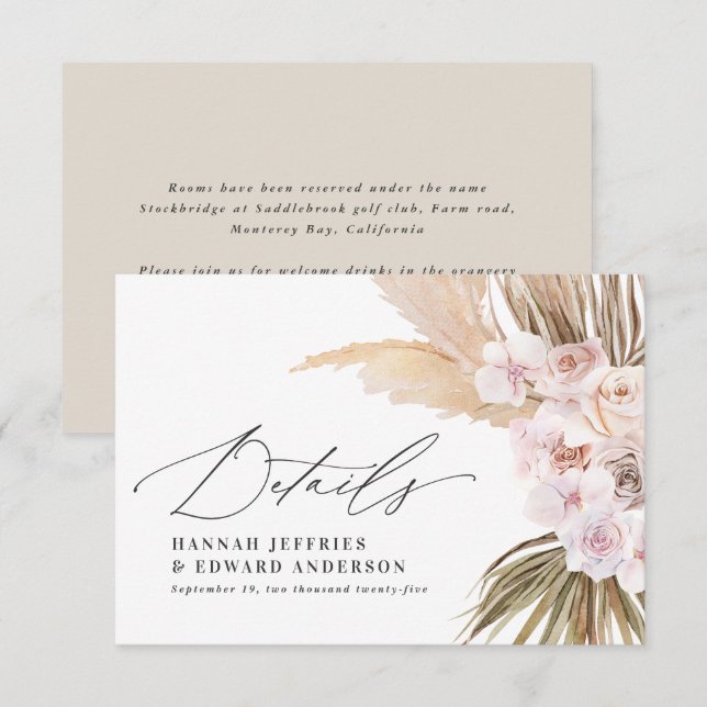 Handflatan löv blommigt Naturlig modern, nordlig,  OSA Kort (Fram/baksida)