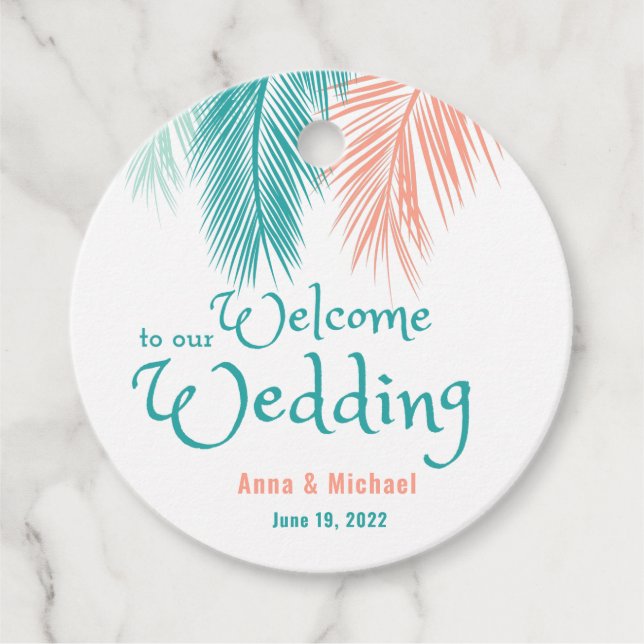 Handflatan Löv Bröllop välkomstblogg Gåvor Etiketter (Framsida)