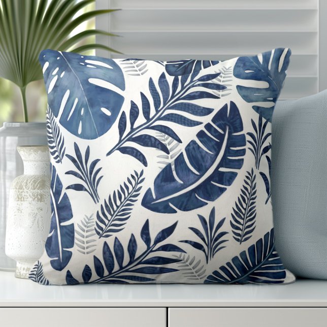 Handflatan Löv Dekorativ kudde (Elevate Your Décor: Discover our Elegant Coastal Throw Pillows in Blue & White)