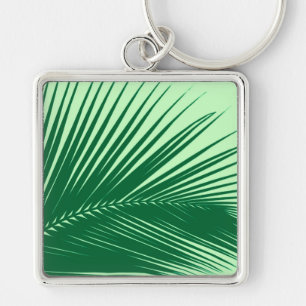 Handflatan löv - emerald and lime green fyrkantig silverfärgad nyckelring
