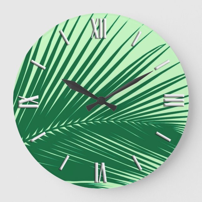 Handflatan löv - emerald and lime green stor klocka (Framsida)