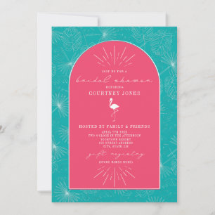 Handflatan Löv Flamingo Rosa Blue Möhippa Inbjudningar