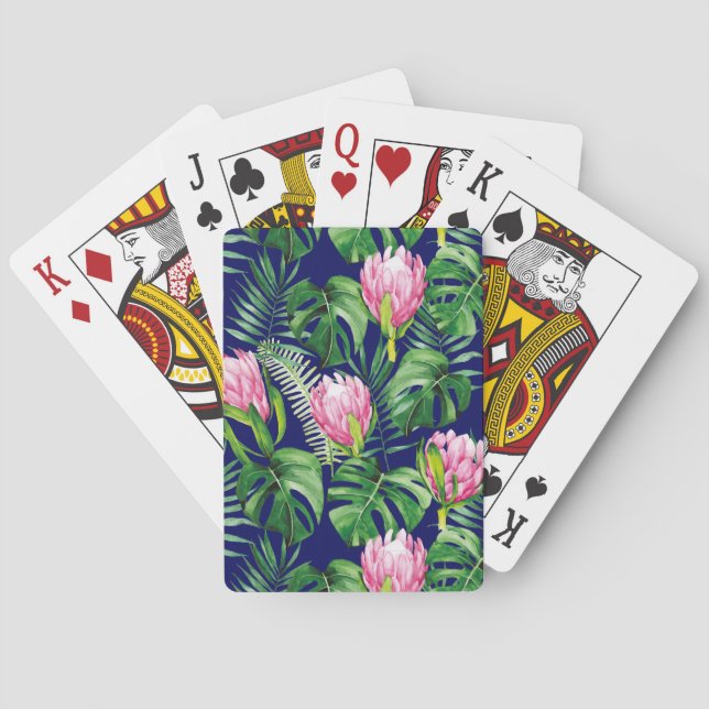 Handflatan Löv Flower Mönster Casinokort (Baksidan)