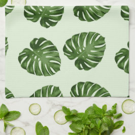 Handflatan Löv, Grönt Löv, Tropiska Mönster Kökshandduk