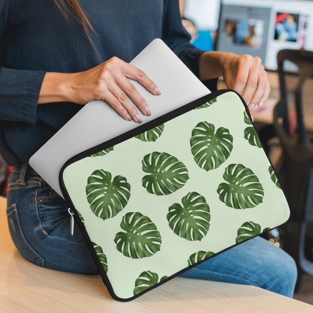 Handflatan Löv, Grönt Löv, Tropiska Mönster Laptop Fodral (Skapare uppladdad)