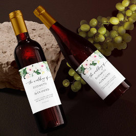 Handflatan Löv Hibiscus Tropical Bröllop Vin-etike Vinflaska Etikett