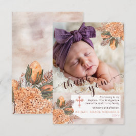 Handflatan Löv Hydrangea Girl Photo Baptism Tack Kort