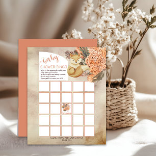 Handflatan Löv Hydrangeas Fox Baby Shower Bingo C