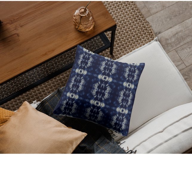 Handflatan Löv i Delft Blue Kudde (Skapare uppladdad)