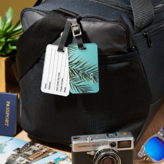 Handflatan Löv iphone case - minimalt Tropiskt Blå Bagagebricka