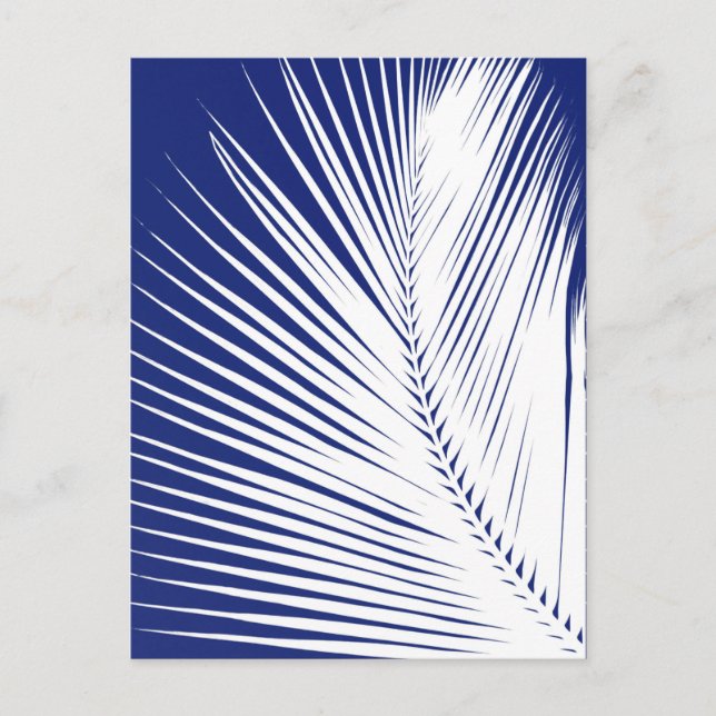 Handflatan löv - marinblått och vitt vykort (Framsida)