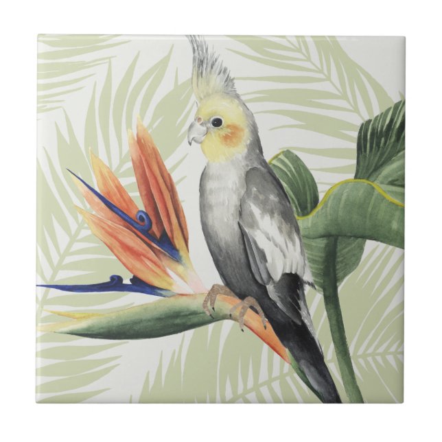 Handflatan Löv med svart fågel Kakelplatta (Framsidan)