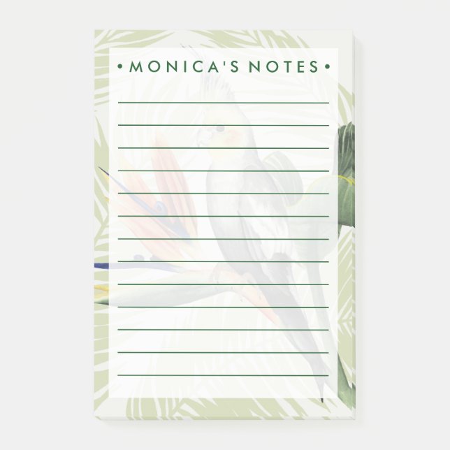 Handflatan Löv med svart fågel Post-it Block (Framsida)