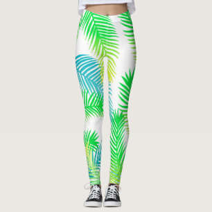 Handflatan Löv Mönster Leggings - Tropiskt botanis