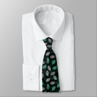Handflatan Löv Mönster Mörk grönt halsen Tie Slips