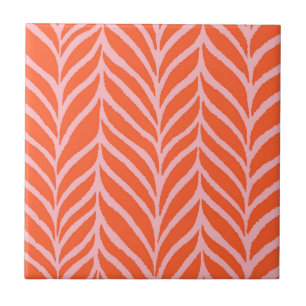 Handflatan Löv Mönster Orange och Rosa Kakelplatta