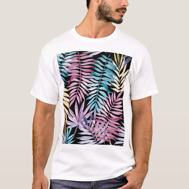 Handflatan löv: mörk mönster t shirt (Framsida)