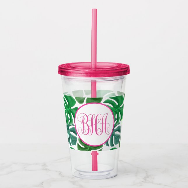 Handflatan Löv och Monogram Take Away Mugg (Framsida)