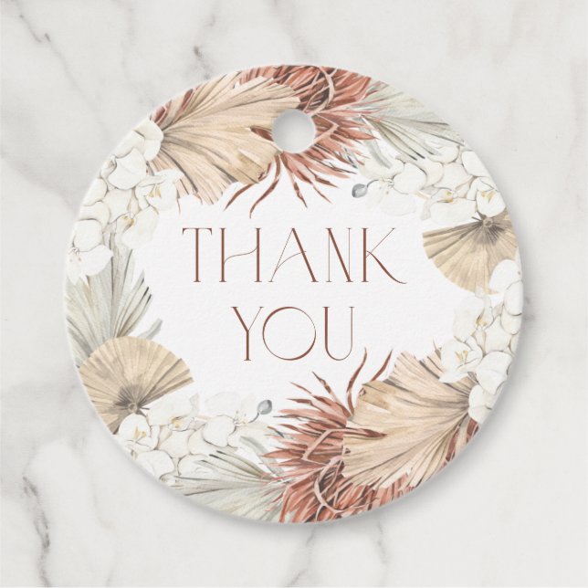 Handflatan Löv och Orchids andningsbarn Babyskor Gåvor Etiketter (Framsida)