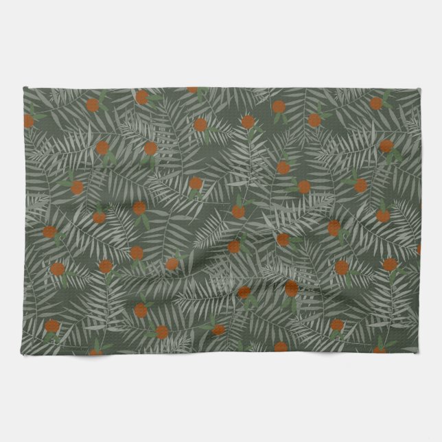 HANDFLATAN LÖV & ORANGAR KÖKSHANDDUK (Horisontell)