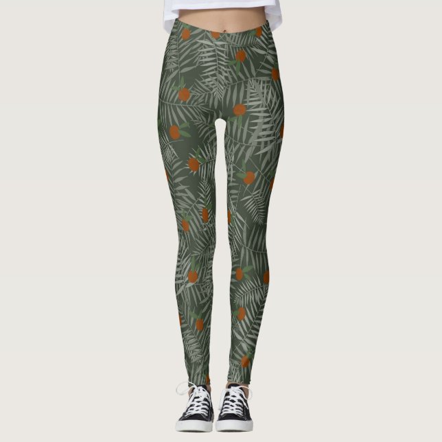 HANDFLATAN LÖV & ORANGAR LEGGINGS (Framsida)