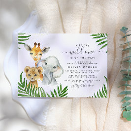 Handflatan Löv & Safari Animals Vild en babyåda Magnetisk Inbjudningskort