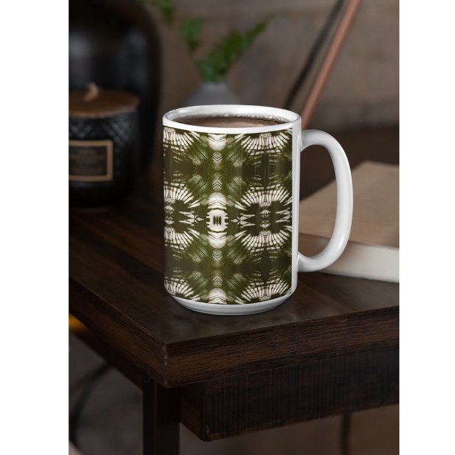 Handflatan Löv Shadow Mönster i arméns Grönt Kaffemugg (Skapare uppladdad)