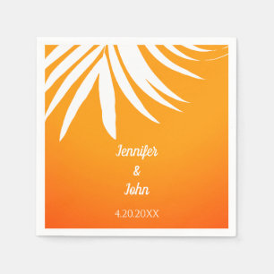 Handflatan Löv Sunset Orange Coola Tropical Bröllo Pappersservett