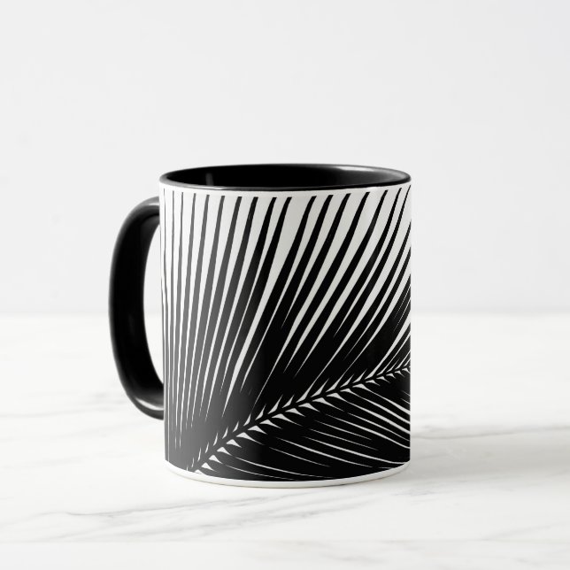 Handflatan löv - svartvitt mugg (Framsida vänster)