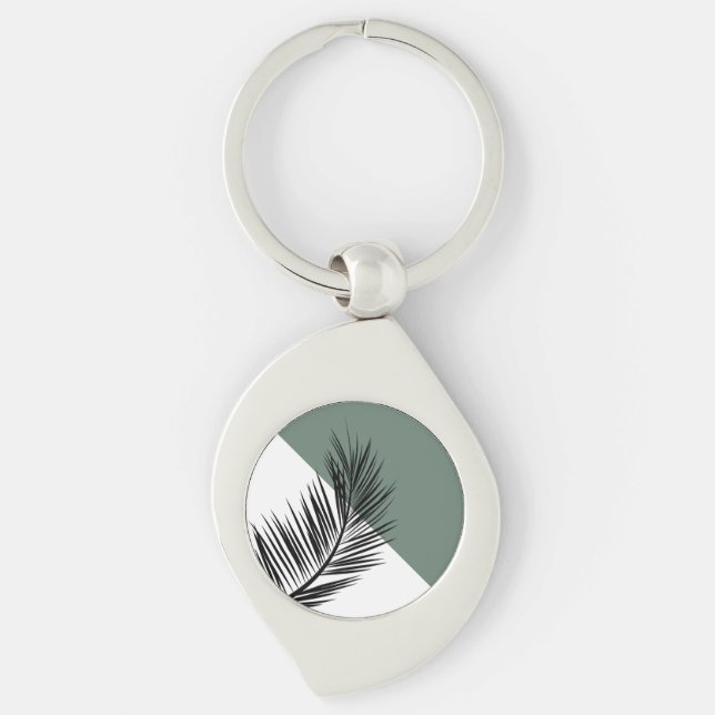 Handflatan löv swirl silverfärgad nyckelring (Framsidan)