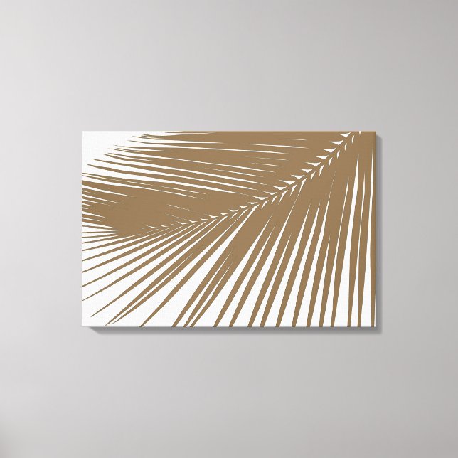 Handflatan löv - taupe på vitt canvastryck (Framsida)