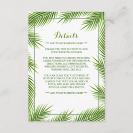 Handflatan Löv Tropical Beach Wedding Detail Tilläggskort