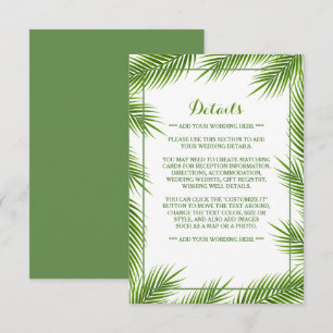 Handflatan Löv Tropical Beach Wedding Detail Tilläggskort