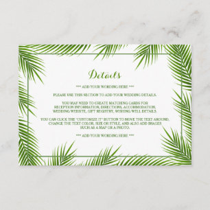 Handflatan Löv Tropical Beach Wedding Detail Tilläggskort
