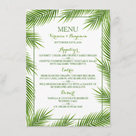 Handflatan Löv Tropical Beach Wedding Menu Meny