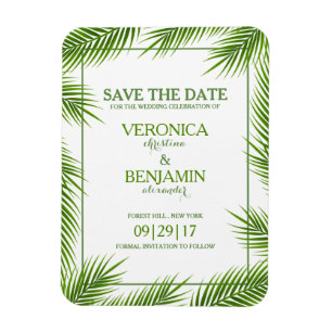 Handflatan Löv Tropical Beach Wedding Spara datume Magnet