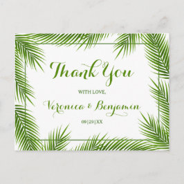 Handflatan Löv Tropical Beach Wedding Tack Vykort