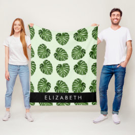 Handflatan Löv, Tropical Mönster, ditt namn Fleecefilt